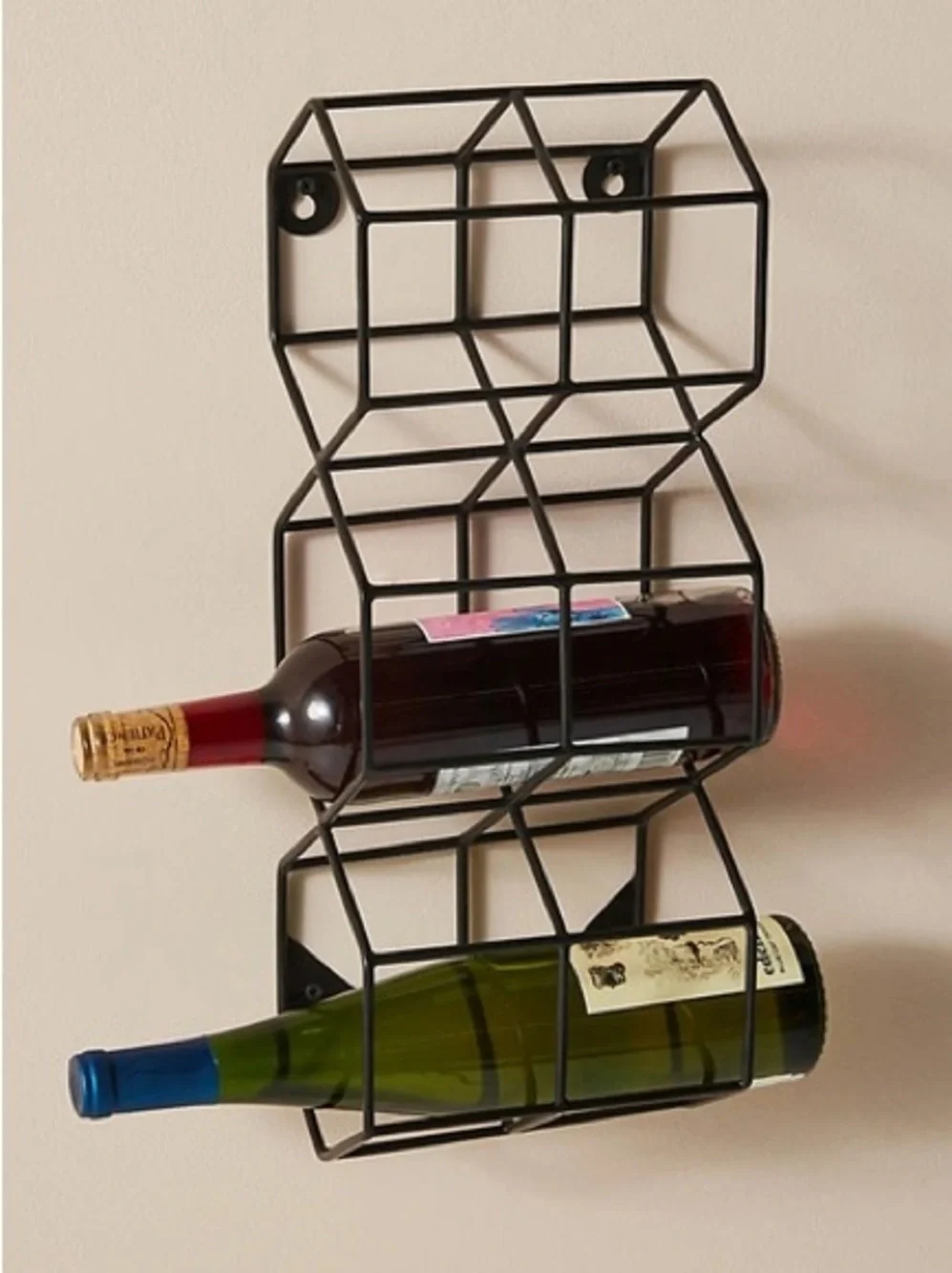 Anthropologie Thea Metal Wall-Mounted Wine Rack - Black